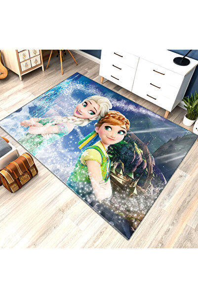 Artisan Home Store Frozen Elsa ve Anna Desenli Çocuk Odası Halısı | Karlar Ül...