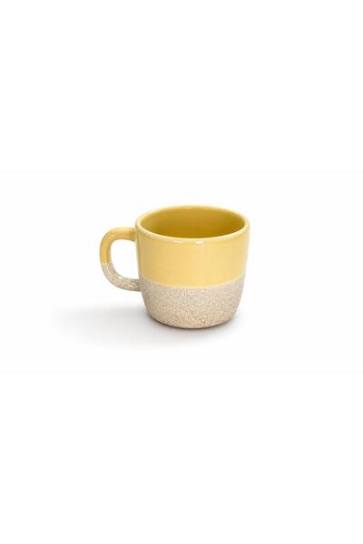 Morey Handmade Double Color Yellow White Ceramic Mug Cup