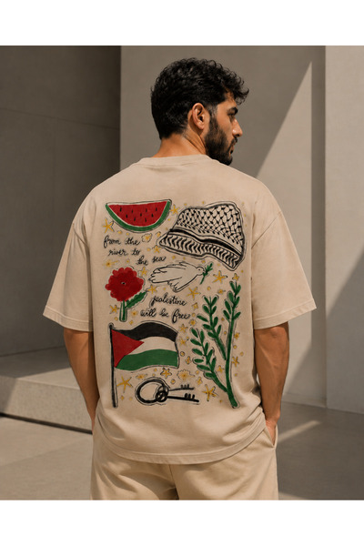 Nulivez Palestine Oversize Unisex T-Shirt – from the River to the Sea Graphic...