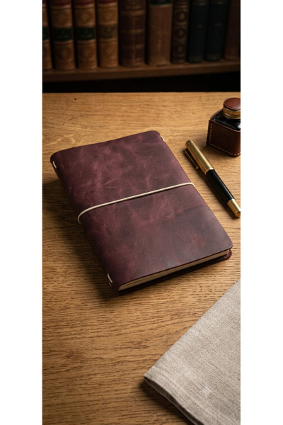 Srctech Handmade Genuine Leather A5 Burgundy Notebook Cover Case Fold-In Mode...