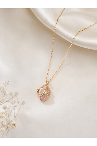 Genel Markalar Gold Açılır Madalyon Kolye – Fotoğraf Hazneli Oval Locket Koly...