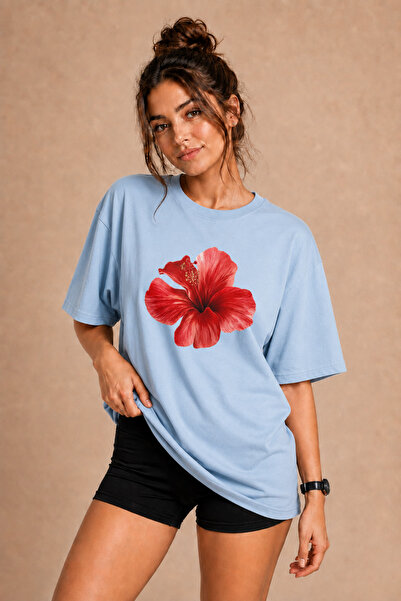 FECCY Premium Hibiscus Unisex Oversize Women's T-Shirt Men's T-Shirt Cotton O...