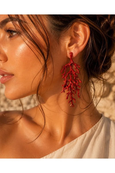 Kutcha Accessories Coral Formed Dangle Earrings