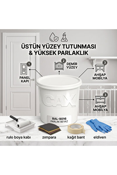 caxcolors CAX Colors Parlak Boya 1 L - Panel Kapı, Demir ve Ahşap Boyası (Yük...