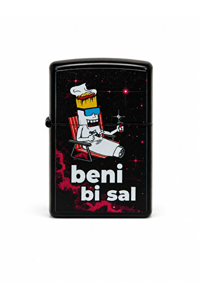 ONRSTORE Baskılı Benzinli Metal Çakmak – Klasik Kapaklı Doldurulabilir Çakmak