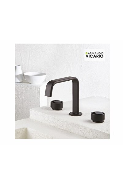 ARMANDO VICARIO Halo Black Matt Μπαταρία Νιπτήρος 3 οπών με βαλβίδα clic-clac