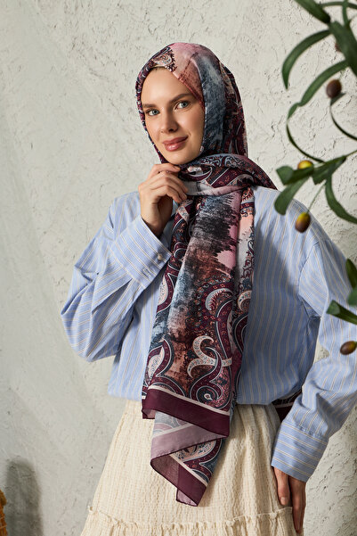 Rora Plum Dream Patterned Premium Women's Cotton Scarf / Shawl