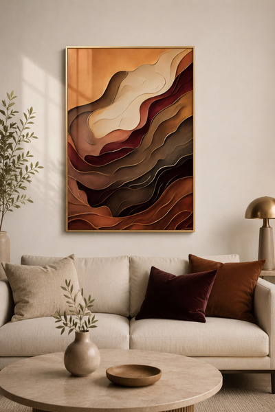 sayetablo Bohemian - Gerçek Cama Baskı Gold Alüminyum Metal Çerçeveli Tekli M...