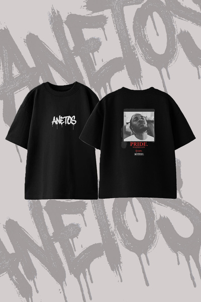 Anetos Kendrick Lamar_14 Design Back Printed Cotton Black Oversize T-Shirt