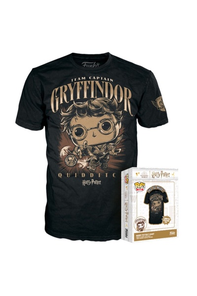 Funko Tricou copii, FunKo, Model Harry Potter, Negru/Auriu, Marimea L