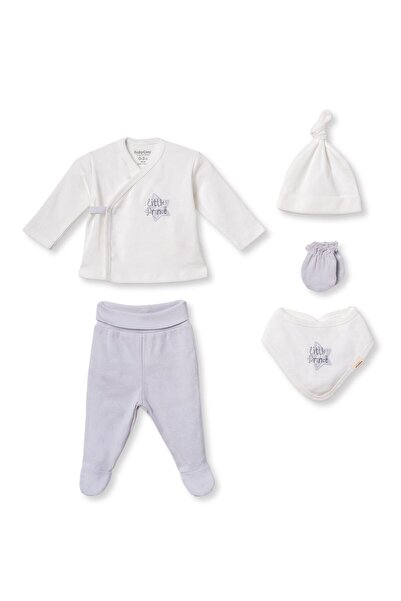Magu Baby Boy Cotton Ecru Gray 5-Piece Hospital Discharge Set