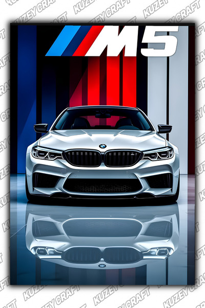 Kuzey Craft BMW M5 Metal Poster Duvar Tablosu Özel Tasarım Hediye Parlak HD B...