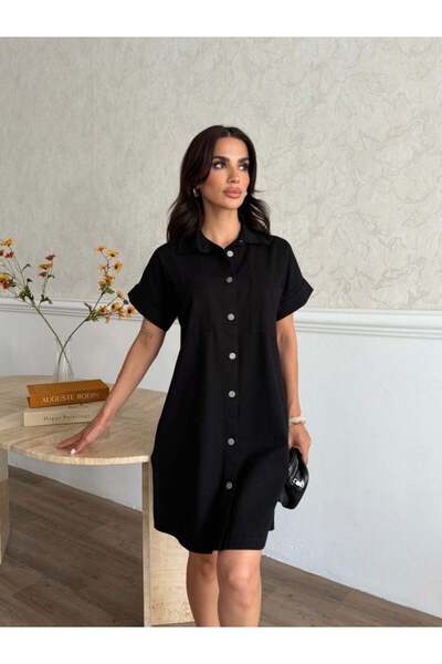 ceymoda Women's Gabardine Fabric Shirt Dress