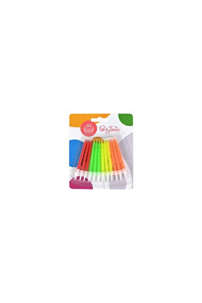Arpex Lumanari pentru tort Premium Neon, cu suporturi, 6 cm, Multicolor, 12 buc