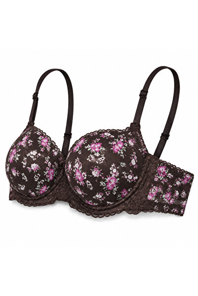 Generic Women's Floral Print Bra with Lace Detail
