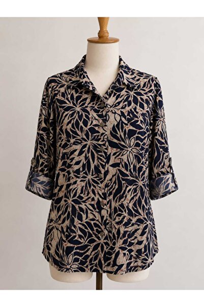 SARİ collection Women's Viscose Long Sleeve Patterned Shirt