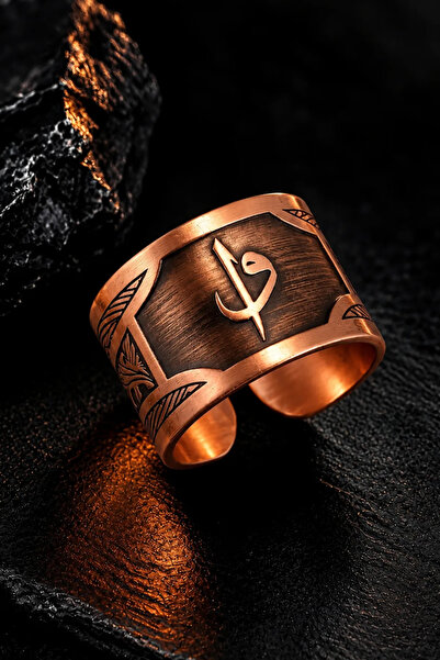 OSMANLI GÜMÜŞ Men's Copper Ring Handmade Adjustable Men's Copper Ring with El...