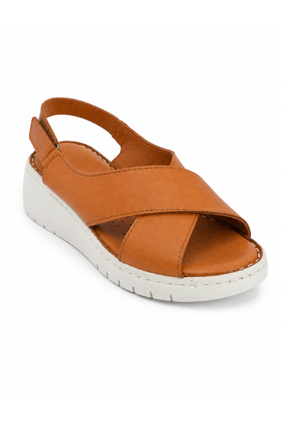 Castle Black Lara Taba Genuine Leather Women's Sandals - Daily Comfortable Use -