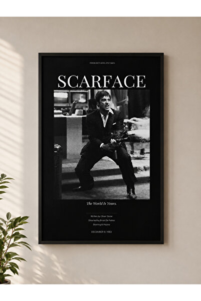 Zuma Studio Scarface Siyah Çerçeveli Duvar Tablosu | Premium Kalite Film Post...