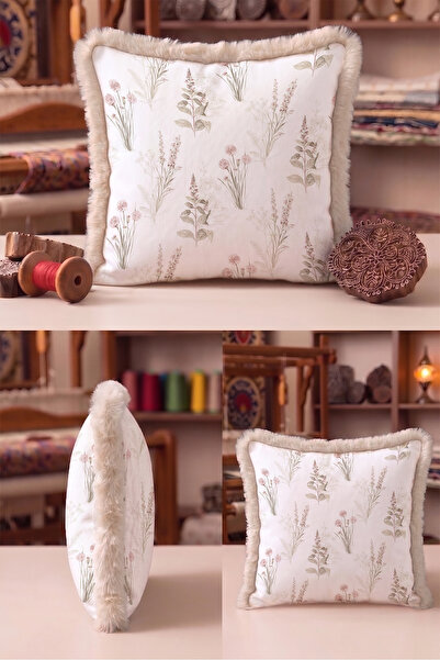 Evimde Bambaşka Floral Romantic Botanical Fringed Pillowcase - Pastel Floral ...