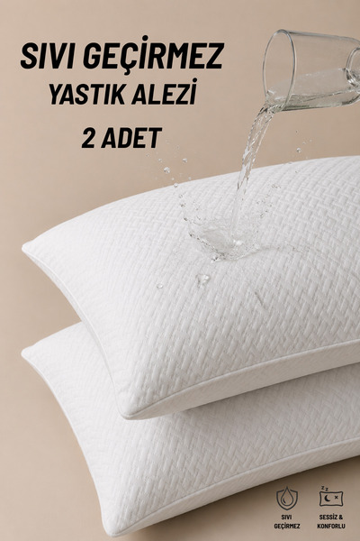 NANOSOFT 2 Adet Vela Sıvı Geçirmez Yastık Alezi - 50x70 cm Su Geçirmez Yastık...