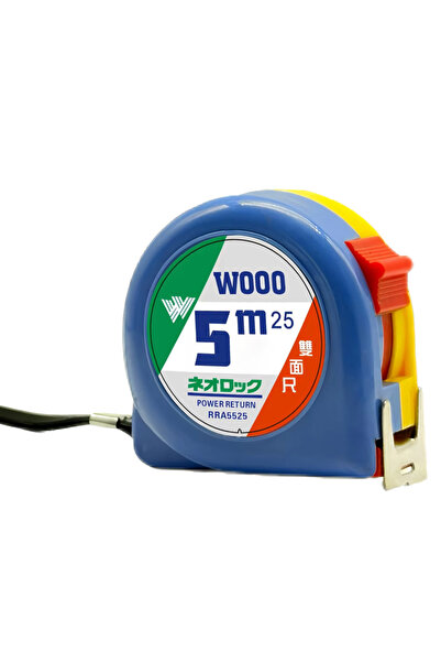 WOOD 5 Meter Measuring Tape - Plastic Round Case, yellow Blade, Double-Sided ...