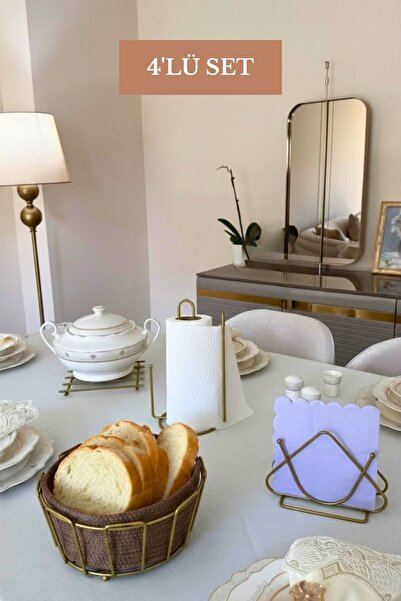 Edora Home Set of 4 Matte Gold Triangular Napkin Holder Upright Paper Towel H...