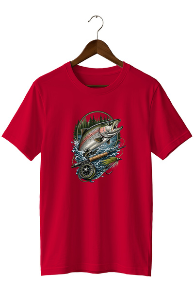 remonz Unisex Salmon Fish Print T-Shirt – Fly Fishing and Outdoor Themed Crew...