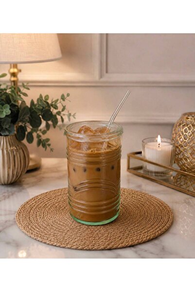 USTAOGLUHOME Trend Glass Cup with Straw