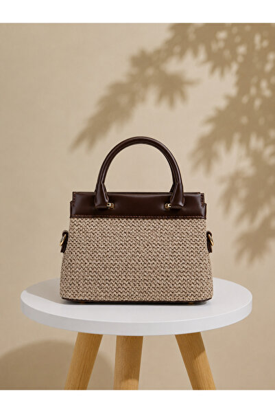 ARLEN STUDIO حقيبة يد وكتف نسائية بمظهر من القش، حزام قابل للتعديل، ثلاثة أقس...
