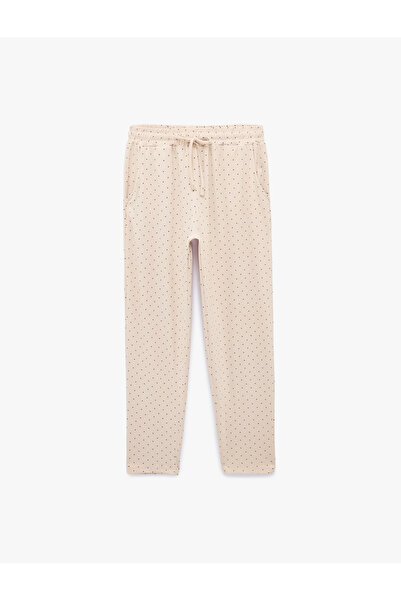 Koton Beli Lace-Up Polka Dot Comfortable Fit Pajama Bottoms