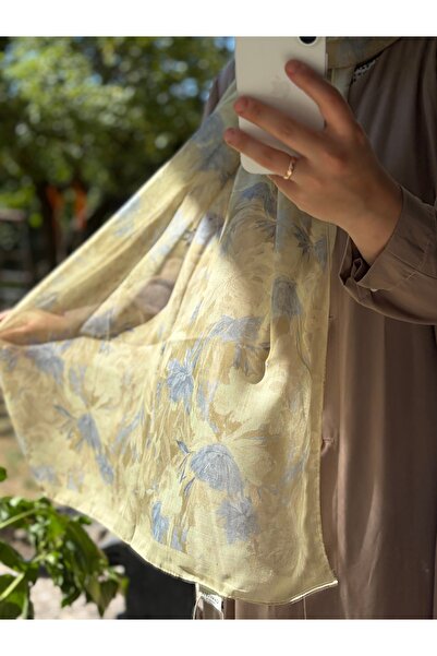 Mehru Scarfs Floral Pattern Soft - Yellow Shawl – Non-Slip Texture – Summer/W...
