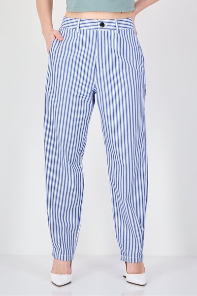 vivere Women Regular Fit Stripe Straight Leg Pants, Multicolor