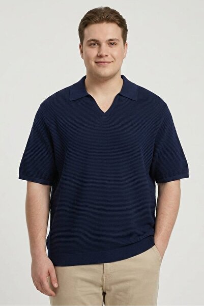 Calvin Klein Men Regular Fit Knitted Short Sleeve Polo Shirt, Navy