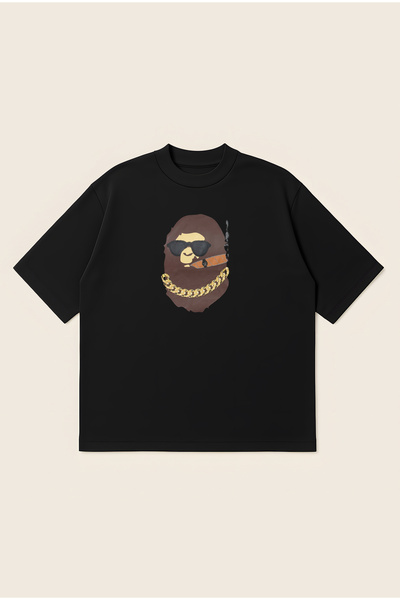 Moon Dancer Bape Gangsta Printed Oversize Boxy Cut Unisex 100% Cotton Tshirt ...