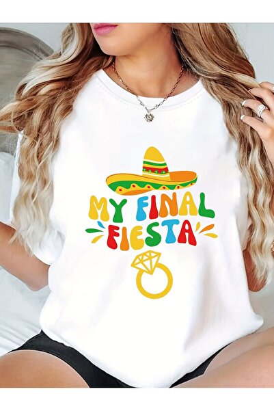 LİNA06 My Final Fiesta Mexican Style Bachelorette Party Letter Print T-shirt,...