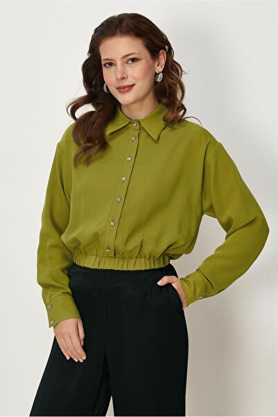 Alvina Shirt Collar Crepe Bluz 46758