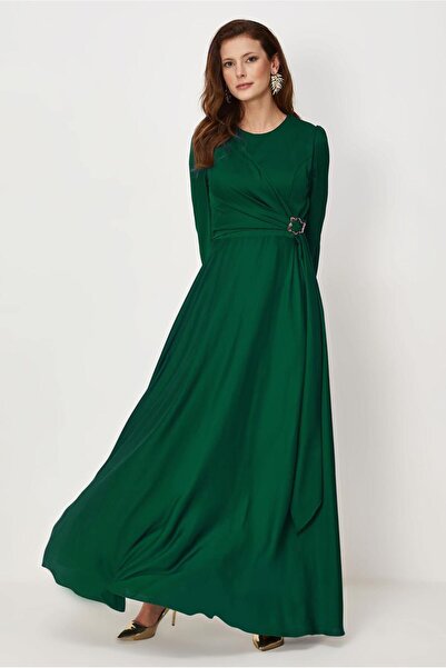 Alvina Belt-Detail Satin Dress 46686