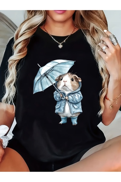 212Wear Women'S Cute Guinea Pig Graphic T-Shirt, Short Sleeve Crew Neck, cott...