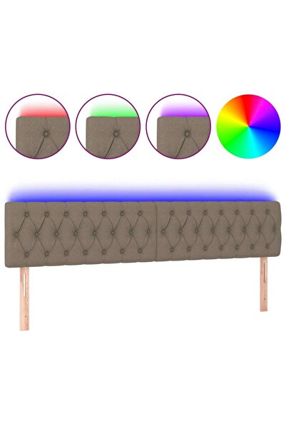vidaxl Tăblie de pat cu LED, gri taupe, 200x7x78/88 cm, textil