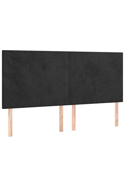 vidaxl Tăblie de pat neagră 200x5x118/128 cm catifea