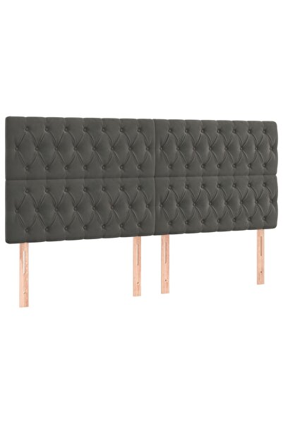 vidaxl Tăblie de pat gri închis 180x7x118/128 cm catifea