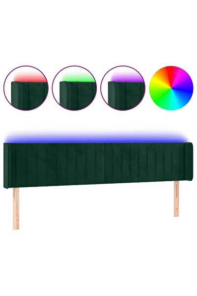 vidaxl Tăblie de pat cu LED, verde închis, 203x16x78/88 cm, catifea