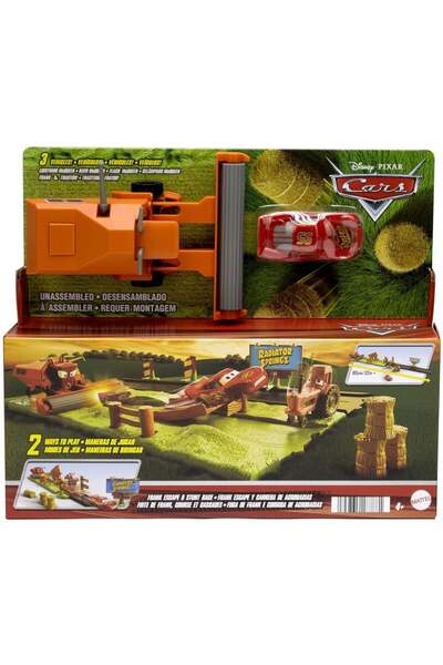 Disney Set de joaca pista cu 3 masinute, Pixar Cars, Frank Escape and Stunt R...