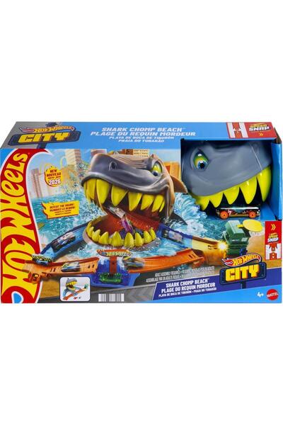 HOT WHEELS Set de joaca cu masinuta, Hot Wheels, Shark Chomp Beach, 1:64, JHL96