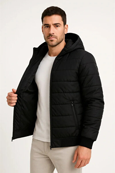 Generic Brand Men's puffer jacket with zipper closure, water-repellent quilte...