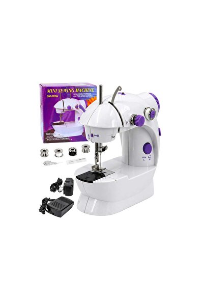 LEAN Mini mașină de cusut portabilă cu iluminare LED, 2 moduri, accesorii, pe...