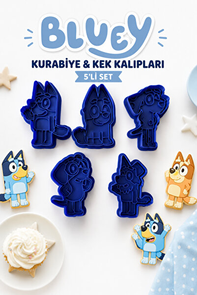 Tofu Bluey Karakterleri Kurabiye Kalıbı 5’li Set | Oyun Hamuru ve Şeker Hamur...