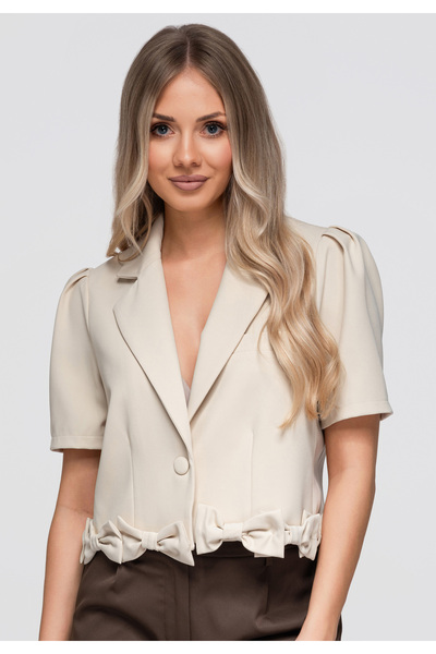 OMBRE Damen-Blazer, Maßgeschneiderte Passform, Kurzarm OW-BL-E0002