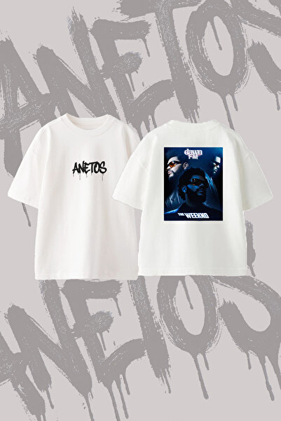 Anetos The Weeknd_109 Design Back Printed Cotton White Oversize T-Shirt